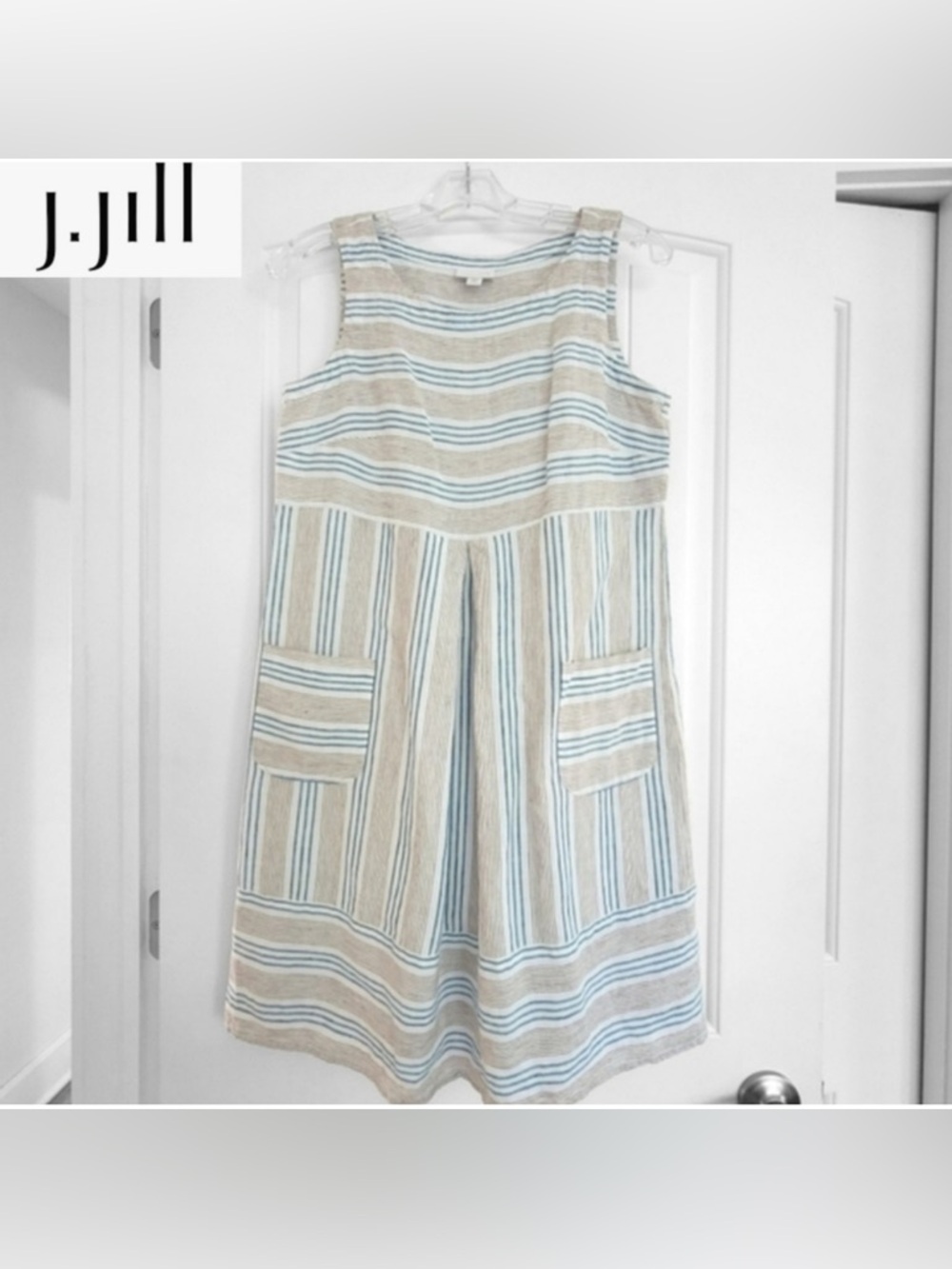 J. Jill Love Linen Striped Sleeveless A-Line Striped Dress Sz XS Petite